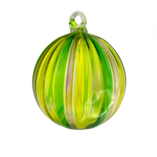 Bola de Natal em vidro Murano AMARELO e VERDE - Ideia para presente