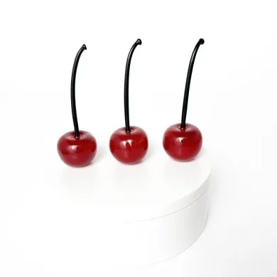 CHERRIES - Rotes pastellfarbenes Muranoglas Dekoration Obst