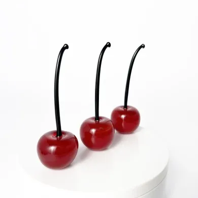 CHERRIES - Rotes pastellfarbenes Muranoglas Dekoration Obst
