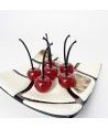 CHERRIES - Rotes pastellfarbenes Muranoglas Dekoration Obst