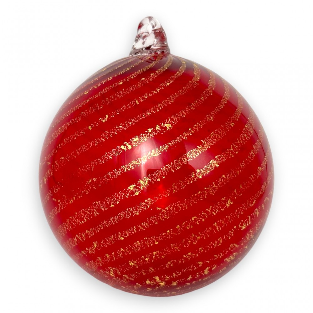 Boule de Noël rouge mat en verre soufflé peinte à la main à