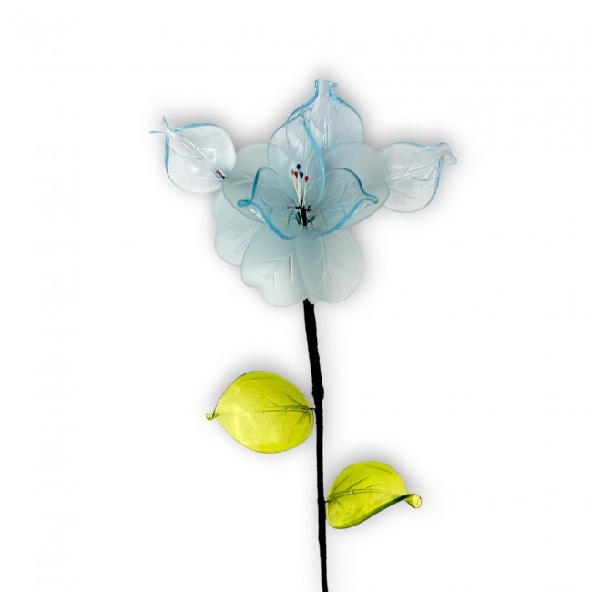 HELLBLAUE ORCHIDEE - Langstielige Blume aus Muranoglas. Elegantes Geschenk