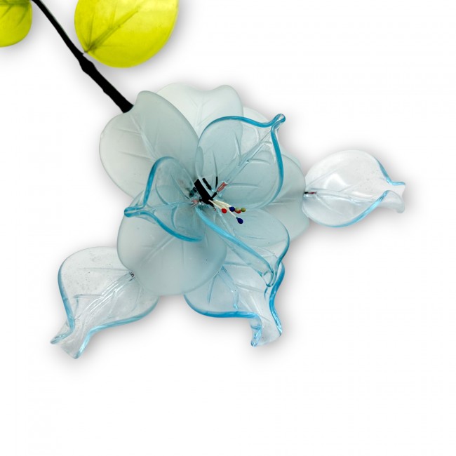 HELLBLAUE ORCHIDEE - Langstielige Blume aus Muranoglas. Elegantes Geschenk