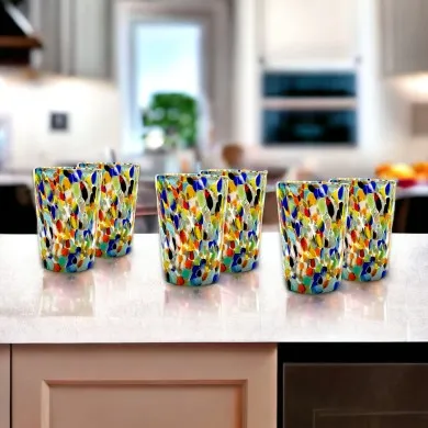 FANTASY - Conjunto de 6 taças de licor em vidro de Murano MULTICOLOR - Ideia para presente
