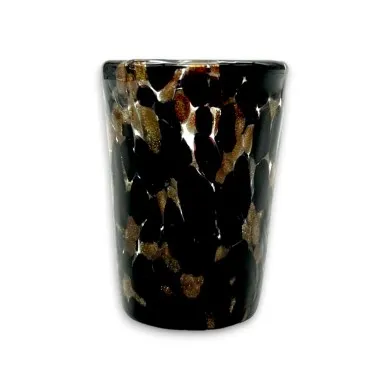 FANTASY | Set de 3 Copas de Licor | NEGRO y ORO | Murano Store