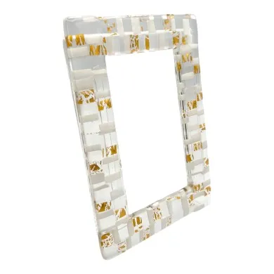 INSTANTS - MOSAIK-Fotohalter 18x13 cm Weiß und Gold aus Muranoglas