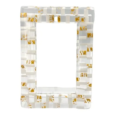 INSTANTS - MOSAIK-Fotohalter 18x13 cm Weiß und Gold aus Muranoglas