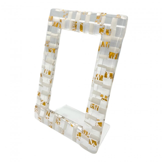 INSTANTS - MOSAIC photo holder 18x13 cm White and Gold in Murano glass