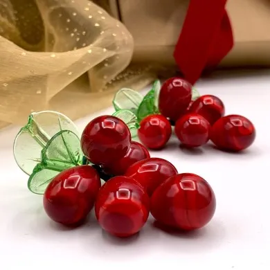 Pequeño racimo de uvas ROJAS marcador de posición en cristal de Murano
