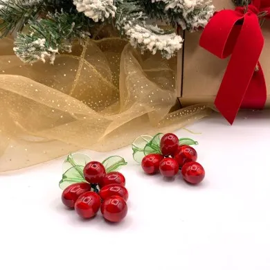 Pequeño racimo de uvas ROJAS marcador de posición en cristal de Murano