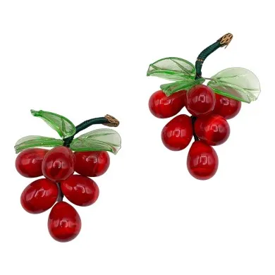 Pequeño racimo de uvas ROJAS marcador de posición en cristal de Murano