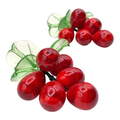 Pequeño racimo de uvas ROJAS marcador de posición en cristal de Murano