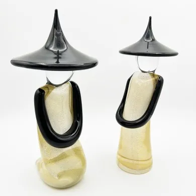 PAAR - Chinesische Designfiguren, verziert mit Blattgold aus Muranoglas