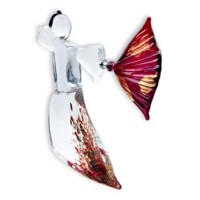 GEISHA - Figurine japonaise en verre de Murano décorée en or