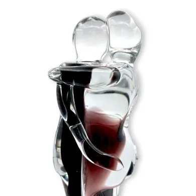LIEBE - Moderne Statue "Die Umarmte“ in Schwarz aus Muranoglas