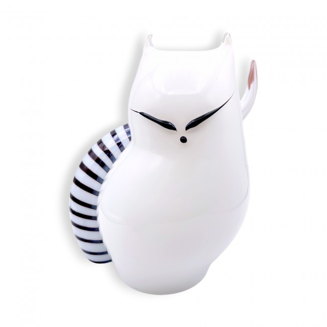 DAIKI - Gato BLANCO de cristal de Murano para decoración