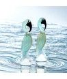 ARGO - Paar WASSERGRÜNE und GOLDBlattflamingos aus Muranoglas