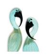 ARGO - Paar WASSERGRÜNE und GOLDBlattflamingos aus Muranoglas