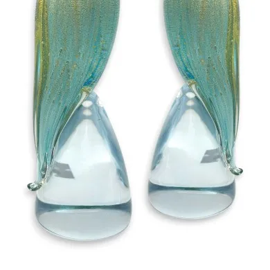 ARGO | Pair of Water Green Flamingos | Murano Glass Animals