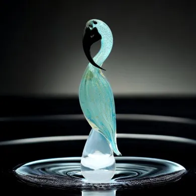ARGO | Flamingo Grünes Wasser und Gold | Tierskulpturen | Muranoglas