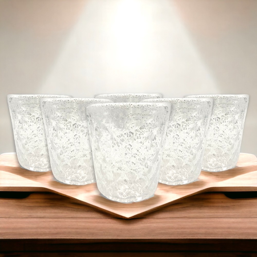 HERMES - Suite de 6 verres "Baloton" en feuille d'ARGENT en verre de Murano