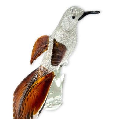 LORE | Colibrí ámbar hoja de plata | Animales de cristal de Murano