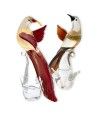 LORE – Paar stilisierte Kolibri-Skulpturen aus Muranoglas, verziert mit Blattgold und Silber