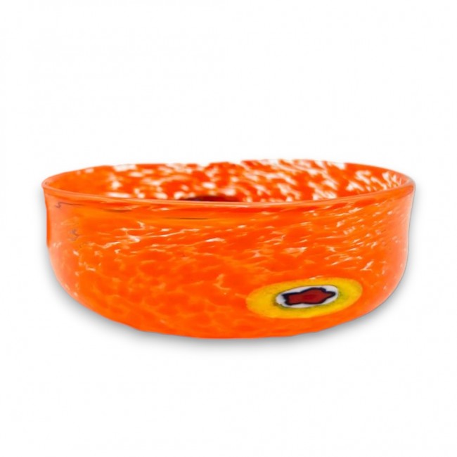 ARLECCHINO - Bol en verre de Murano orange avec Murrine