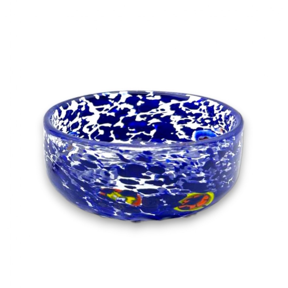 ARLECCHINO - BLUE Murano glass bowl with Murrine