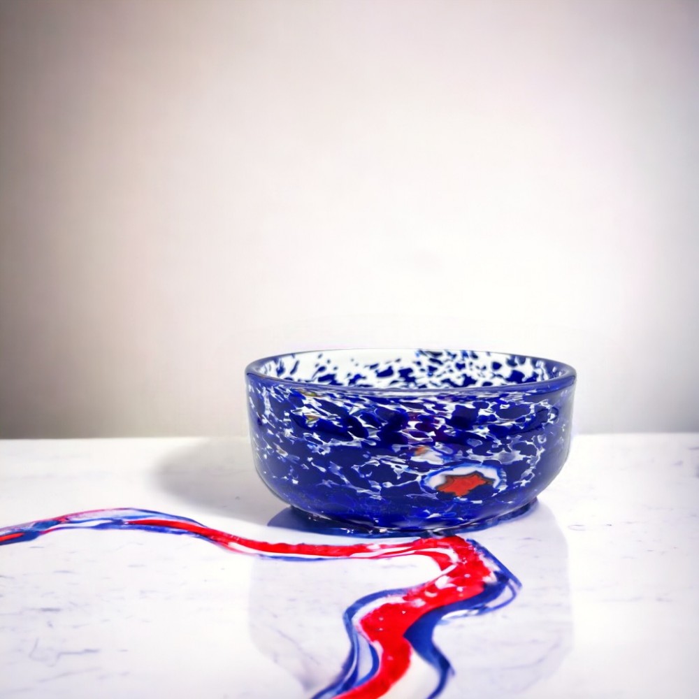 ARLECCHINO - BLUE Murano glass bowl with Murrine