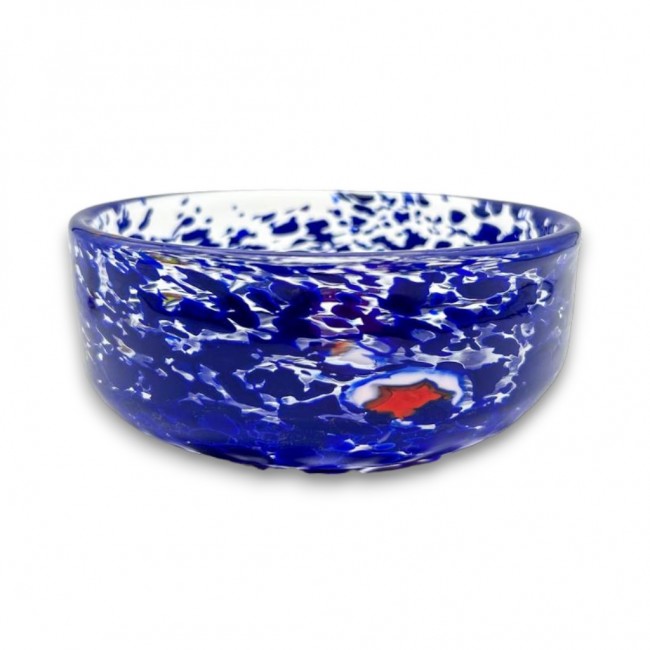 ARLECCHINO - Blaufarbene Muranoglasschale mit Murrine