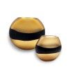 WATAMU – Paar bernsteinfarbene und schwarze Vasen im ETHNIC-Stil aus satiniertem Muranoglas