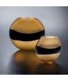 WATAMU – Paar bernsteinfarbene und schwarze Vasen im ETHNIC-Stil aus satiniertem Muranoglas
