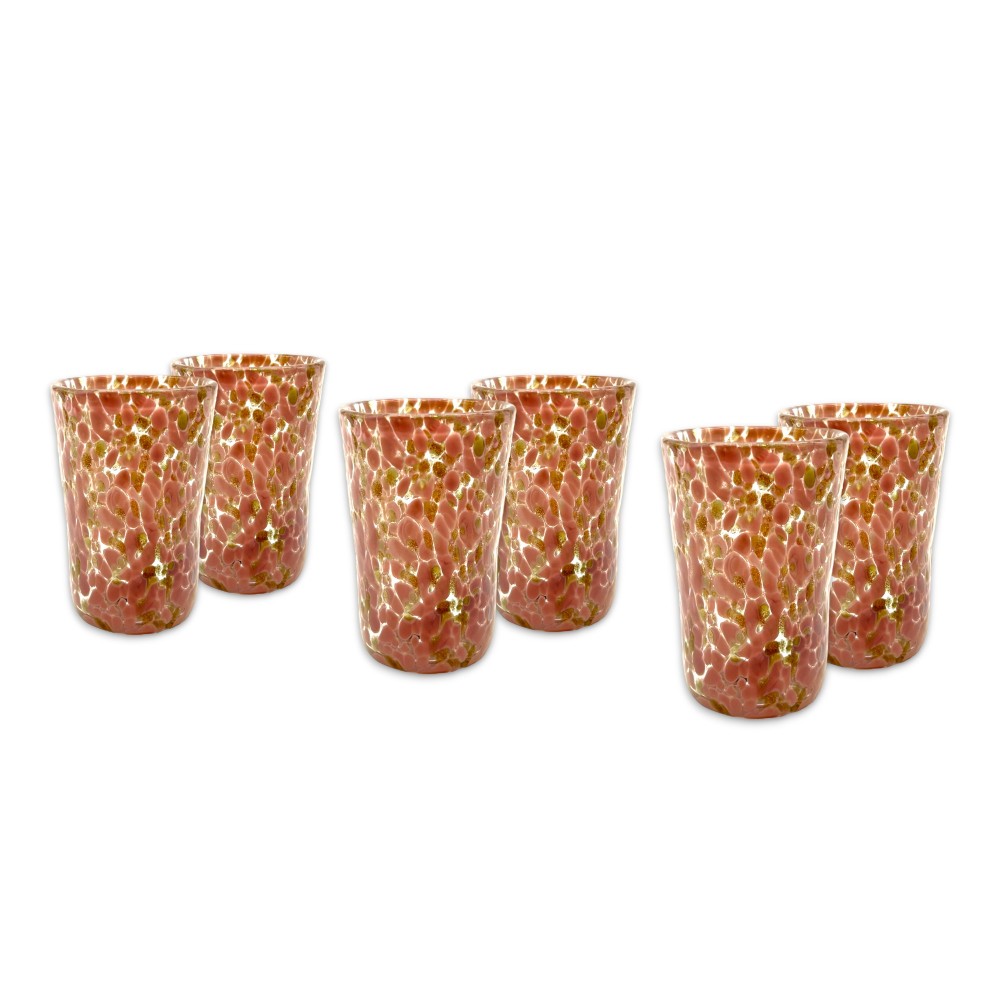 FANTASY - Set de 6 shots de liqueur ANTIQUE ROSE et OR en verre de Murano - Idée cadeau