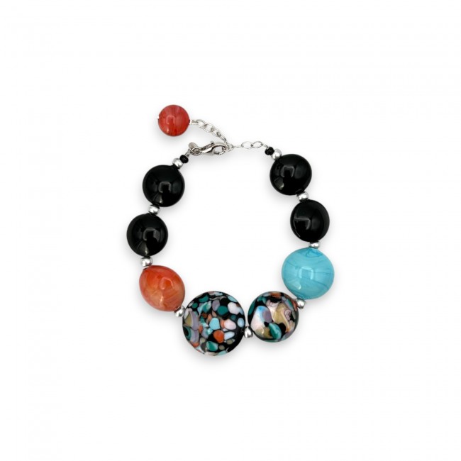 POLLOK - pulsera de diseño con perlas azul-rojas