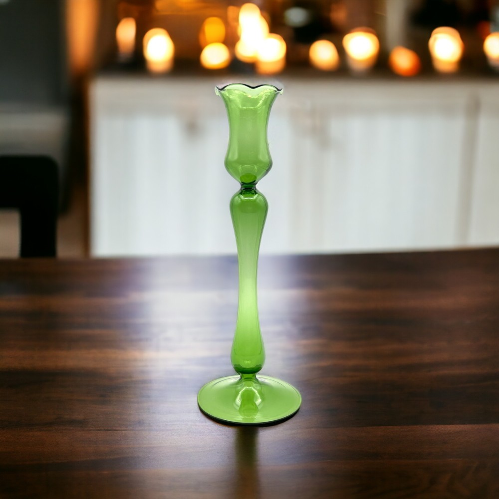 ROSALIA - Bougeoir moderne VERT en verre de Murano