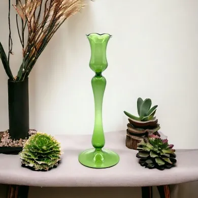 ROSALIA - Moderner Kerzenhalter aus grünem Muranoglas