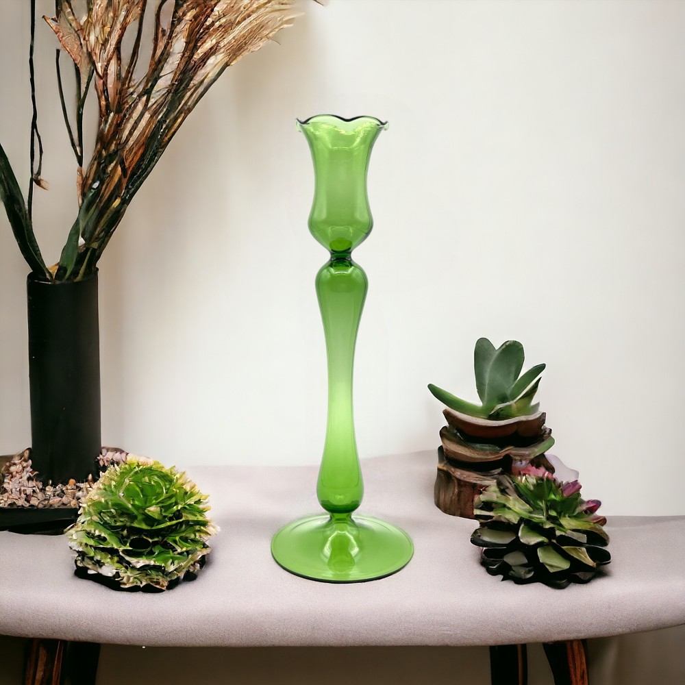 ROSALIA - Bougeoir moderne VERT en verre de Murano