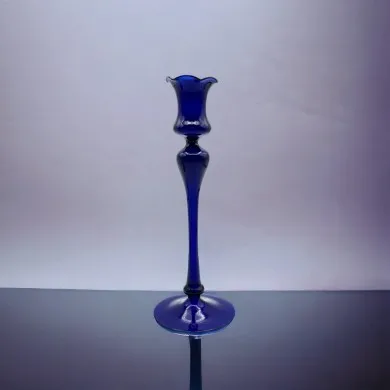 DALIA - Moderno portavelas AZUL en cristal de Murano