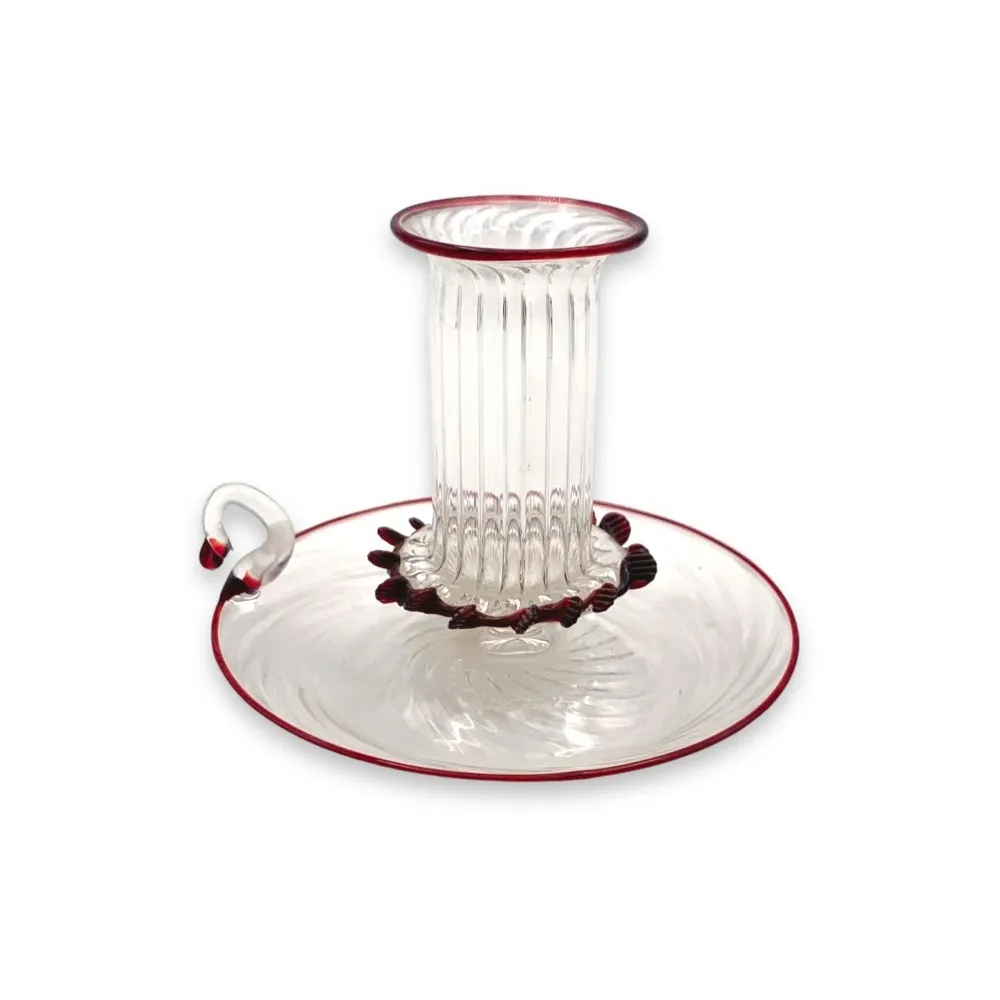 AMANDA - Portavelas de cristal con decoración de cristal de Murano