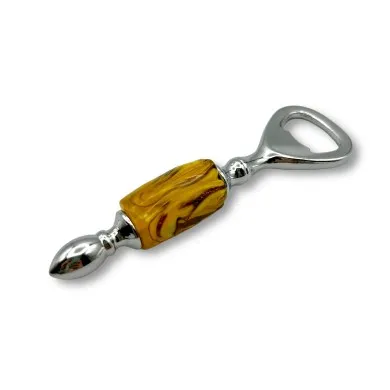 ROMEO - Sacacorchos con cuenta de vidrio AMARILLO y aventurina - Murano glass