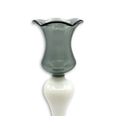 CECILIA | modern Murano glass candle holder | white gray | Murano Store