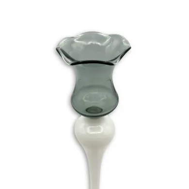 CECILIA | modern Murano glass candle holder | white gray | Murano Store