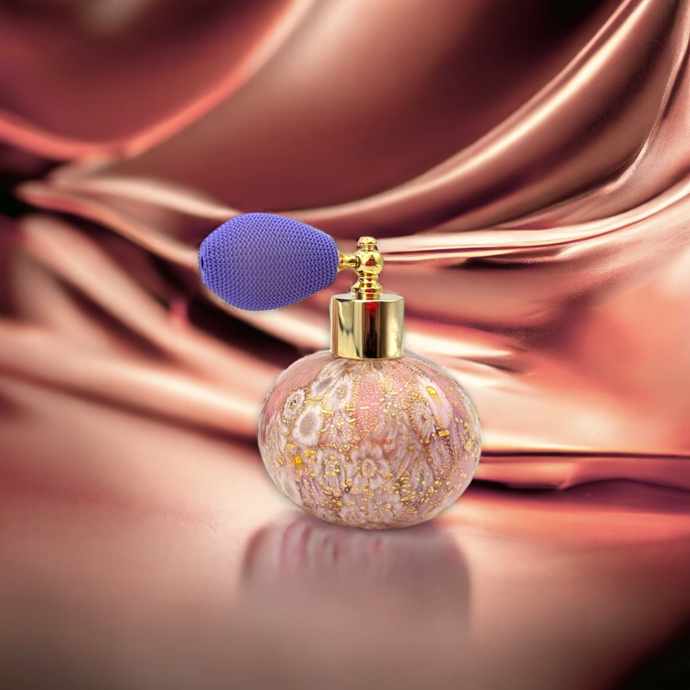 AUDREY - Frasco de perfume com vaporizador em vidro Murano com ouro e Murrine