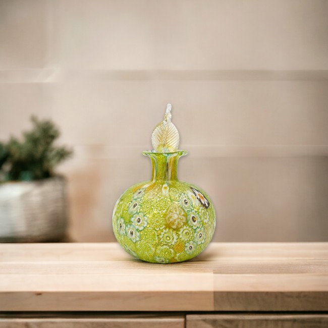 ZENZERO - portaprofumi in vetro di Murano con tappo foglia