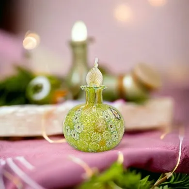 CAMOMILLA – Diffusorflasche aus Muranoglas für ätherische Öle mit Murrine und Blattgold