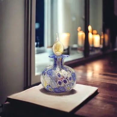 ZAFFIRO | Frasco de perfume | Murrine Azul e dourado | Vidro de Murano