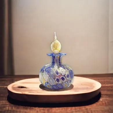 ZAFFIRO | Frasco de perfume | Murrine Azul e dourado | Vidro de Murano