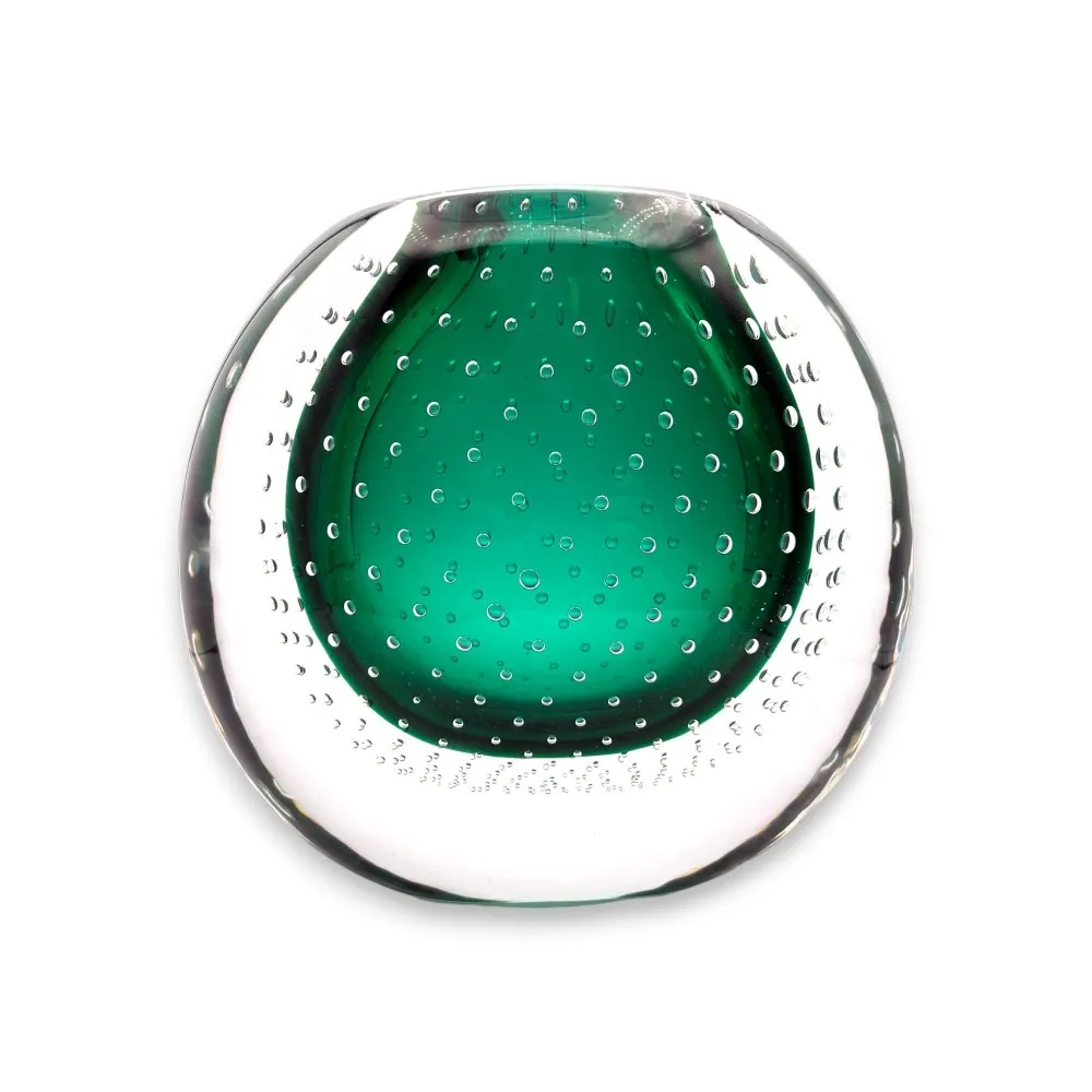 VIRGINIA - Vaso artistico in vetro di Murano sommerso verde