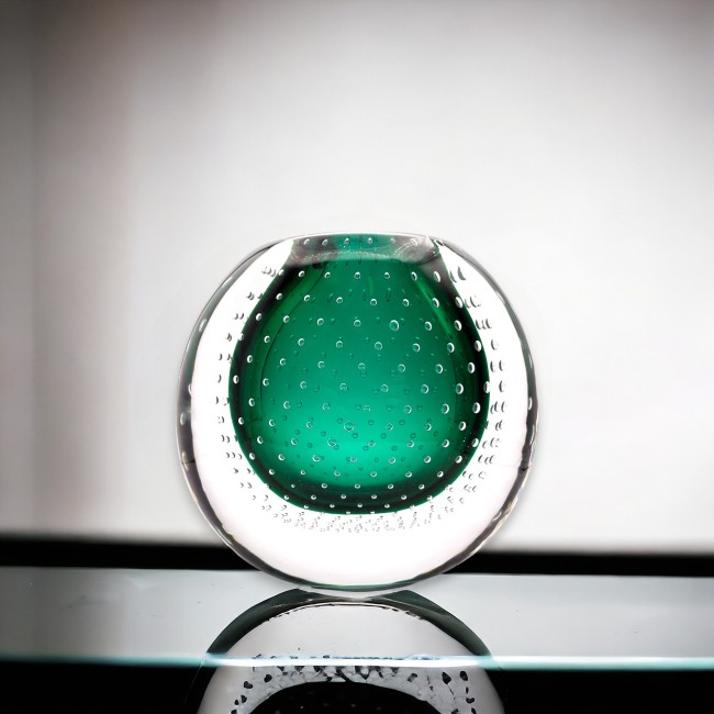VIRGINIA - Artistic vase in green submerged Murano glass